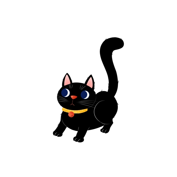 卡通一只可爱的小黑猫
