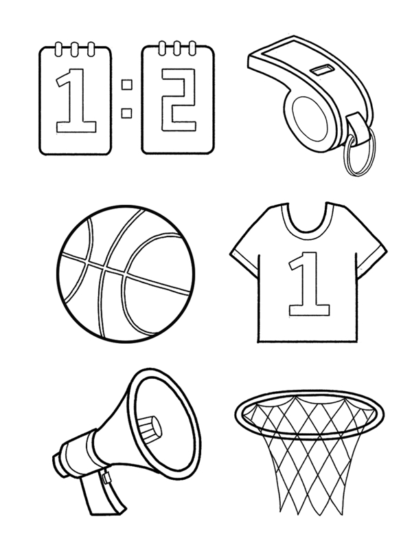 手绘简笔篮球哨子记分牌可商用元素