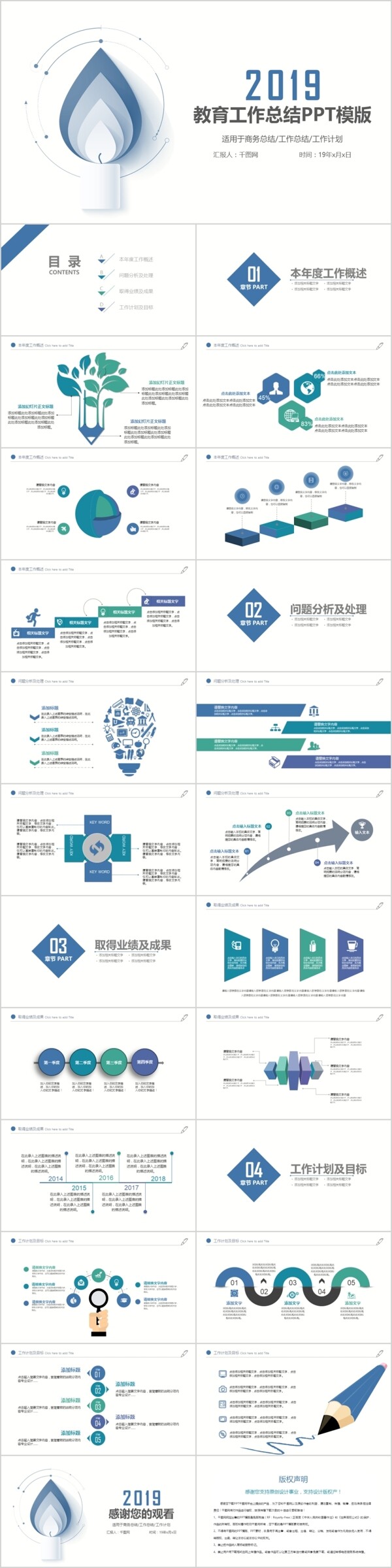 2019清新教育工作總結(jié)匯報(bào)ppt模版