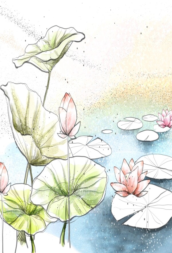 水墨荷花圖片