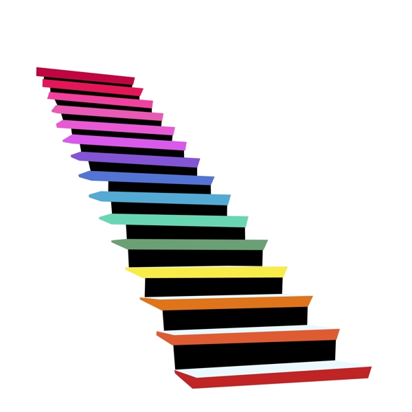七彩色的楼梯插画