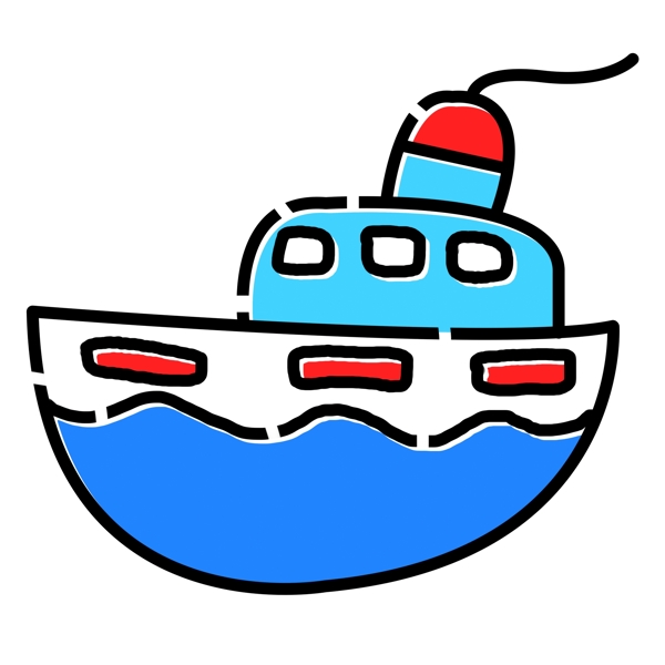 一艘卡通的航海小船免抠图