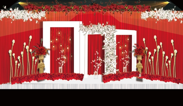 红色复古婚礼效果图设计
