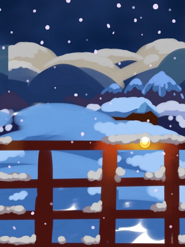 清新冬季雪地背景设计