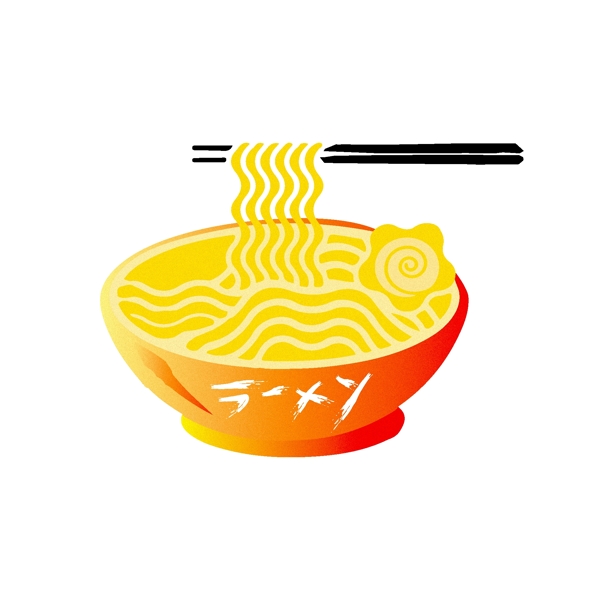 食物拉面筷子暖色渐变元素