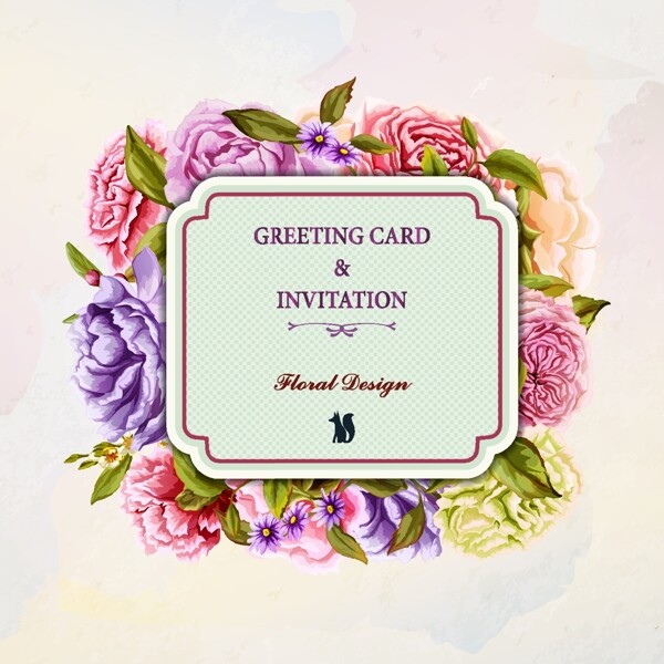 紫色玫瑰花婚庆卡片邀请函