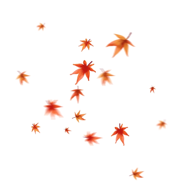 漂浮的枫叶漂浮的红色叶子飘落的橙红色枫叶