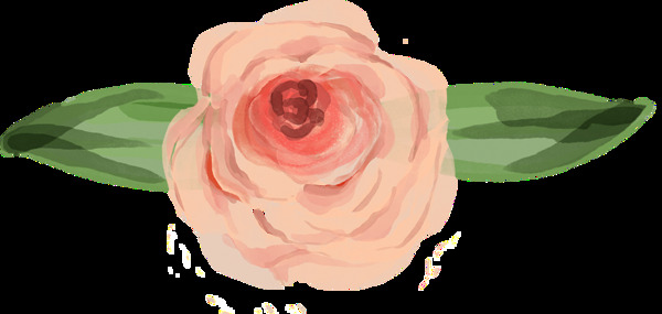 手绘两边延伸粉色花朵png透明素材