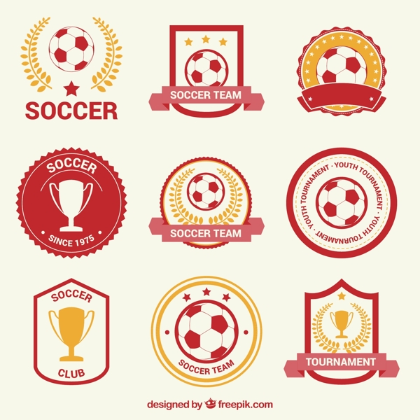 红色和金色足球徽章