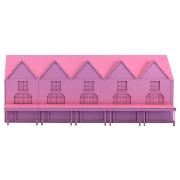 粉红色立体建筑免抠图