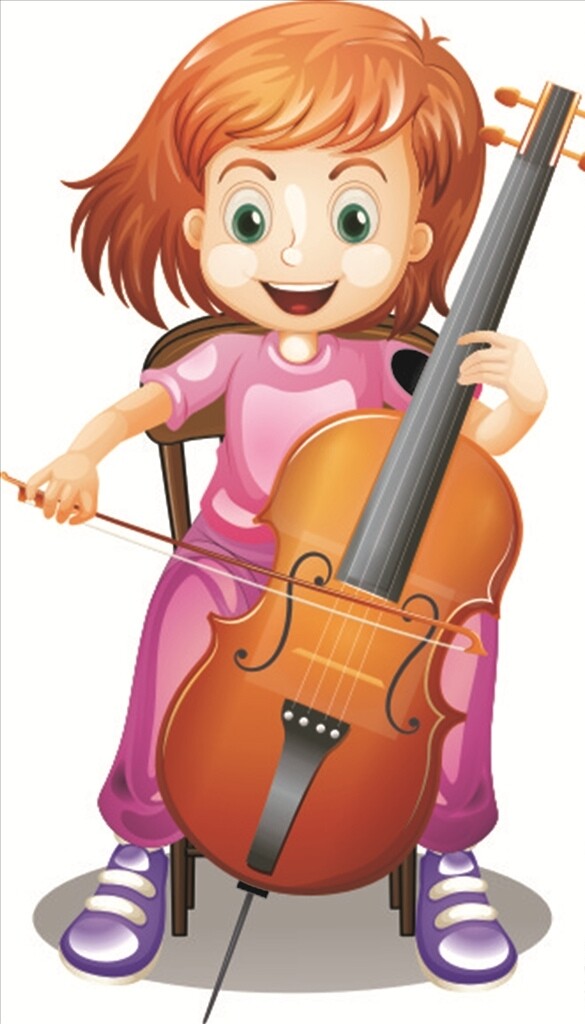 矢量手绘拉提琴的女孩