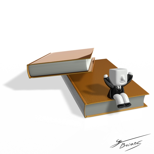 棕色書本和3d小人