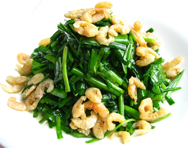韭菜炒白蝦干圖片