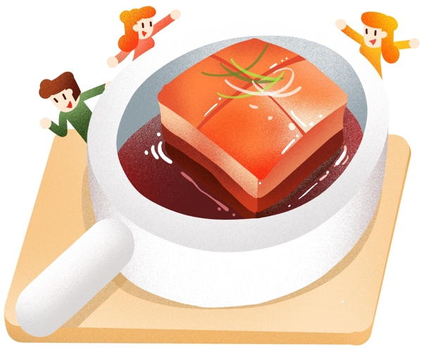 年夜饭东坡肉插画