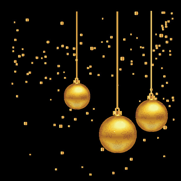 金色圣诞吊球装饰元素