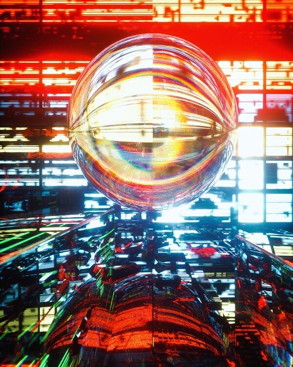 C4D模型炫酷科技场景玻璃球图片