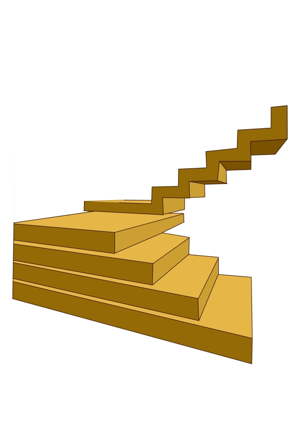 黄色的木质楼梯插画