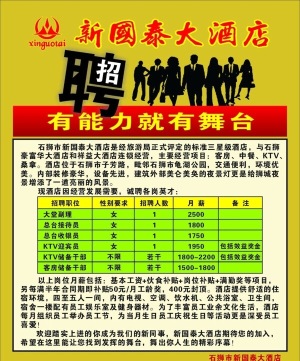 酒店招聘簡章圖片