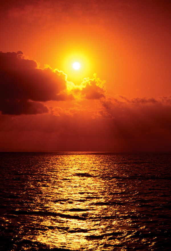 海面上的夕阳美景图片