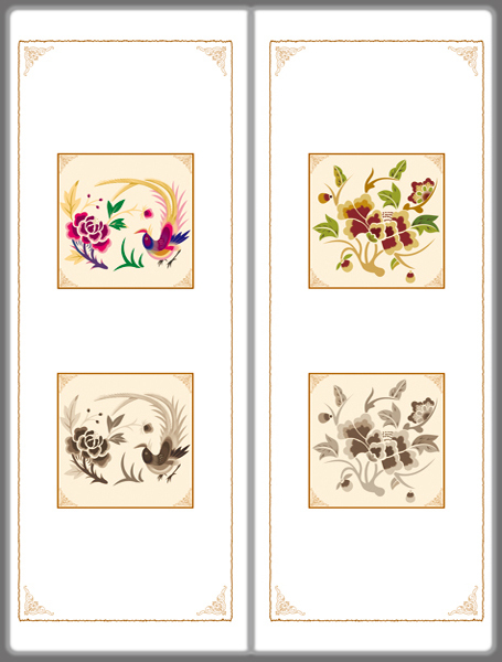 孔雀戀花移門圖片