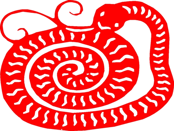 新春生肖剪紙蛇矢量圖