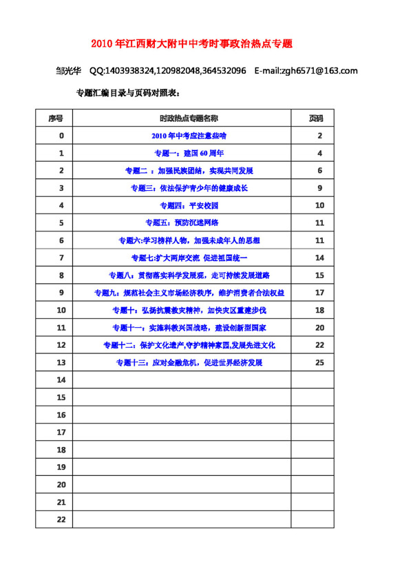 中考专区思想品德江西财大附中中考时事政治