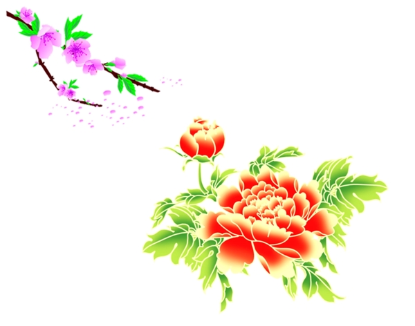 牧丹和桃花圖片