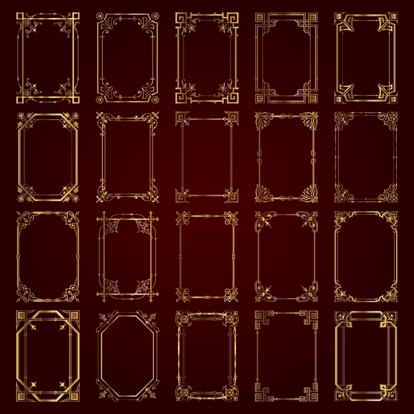 金色欧式花纹边框矢量素材