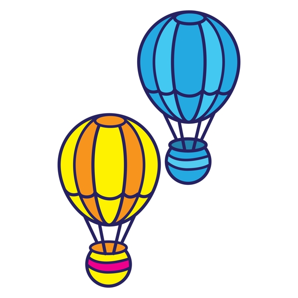 黄色节日热气球卡通透明素材