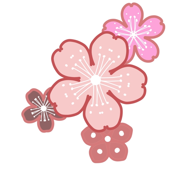 多彩粉色樱花瓣插画