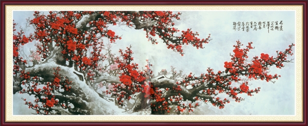花鳥畫中堂畫分層插畫PSD格式0021
