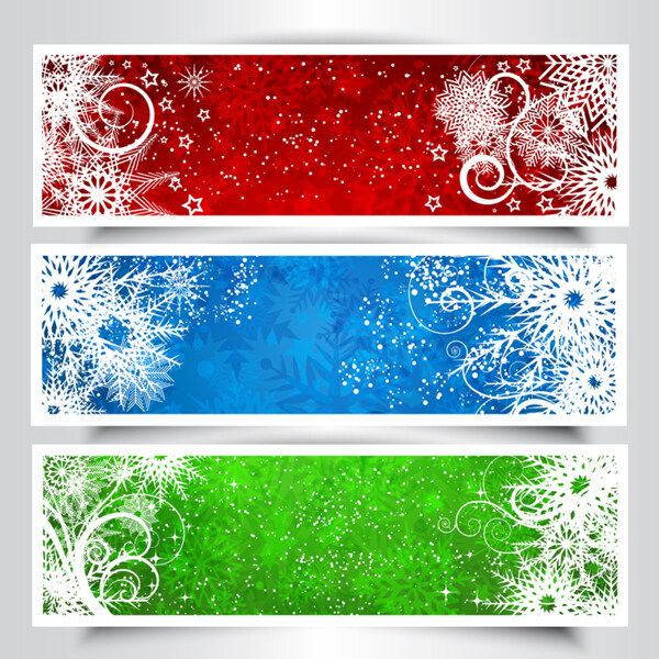 色雪花banner矢量素材