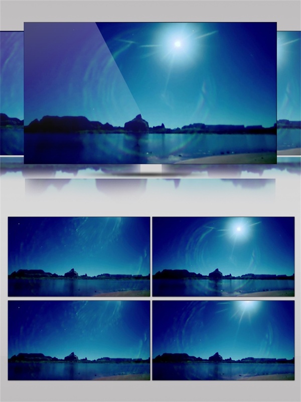 清澈湖面上的大太阳照射视频素材