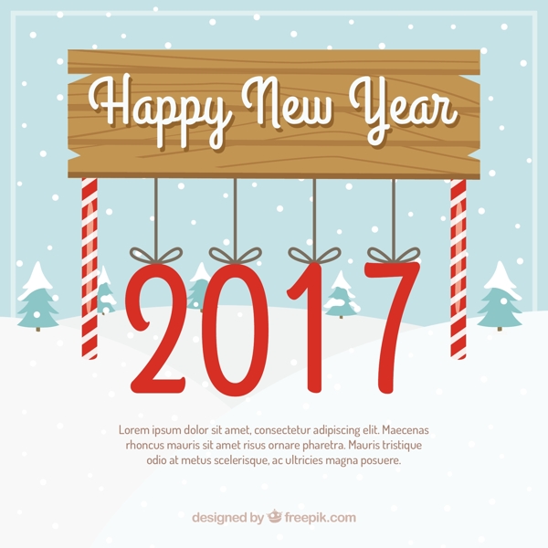 新年快樂木板掛著文字