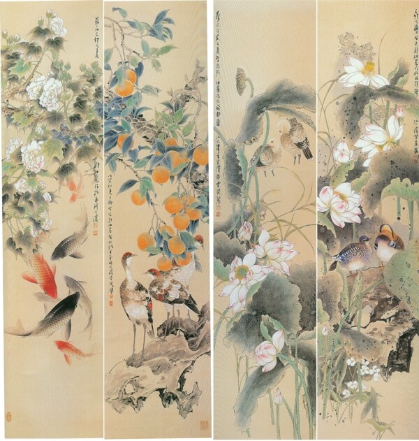 花鳥畫中堂畫分層插畫PSD格式0009