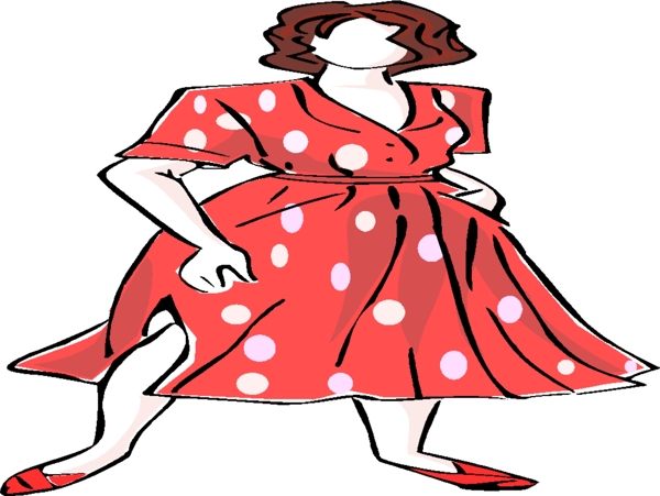 女式紅色長裙