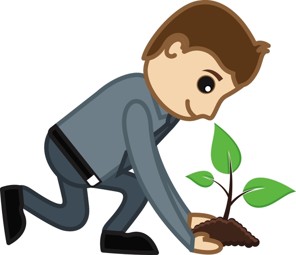 種植一棵樹矢量字符的卡通插畫