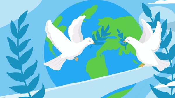 和平鸽世界和平日插画