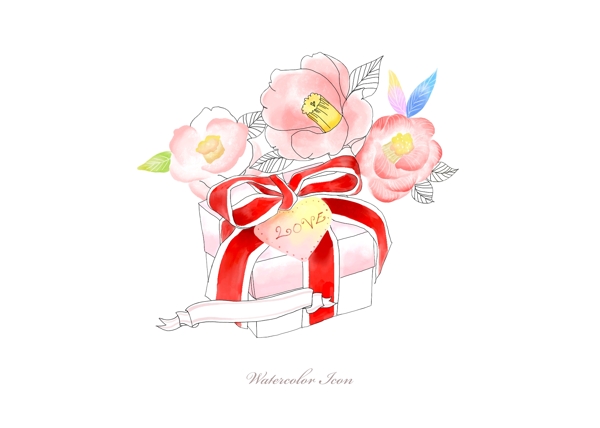 禮盒上的粉色花朵