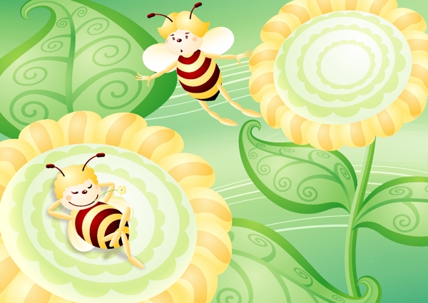 向日葵和小蜜蜂图片