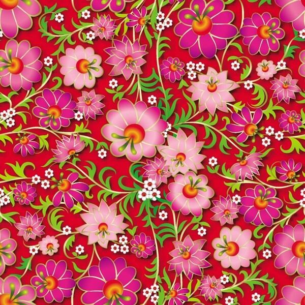 粉色花朵背景图案花纹包装印刷矢量