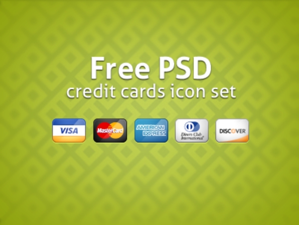 干净清爽的信用卡图标集PSD