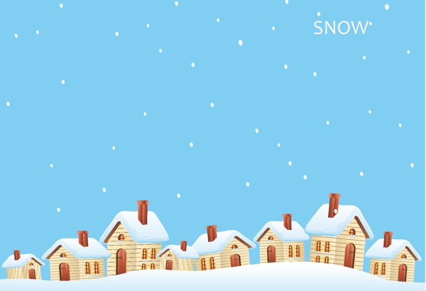 雪中小木屋海报背景素材