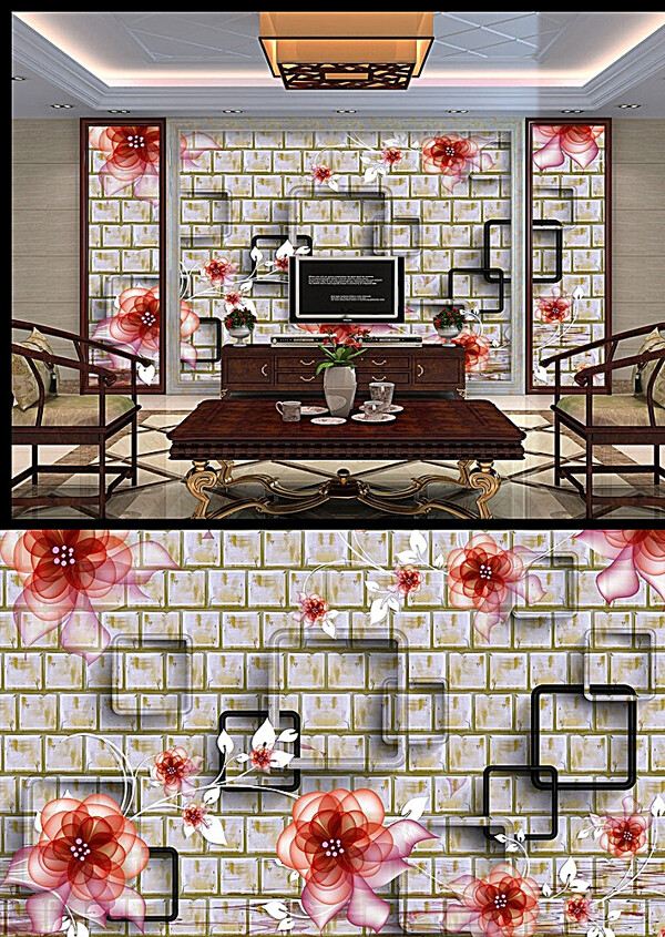 梦幻花卉背景墙图片