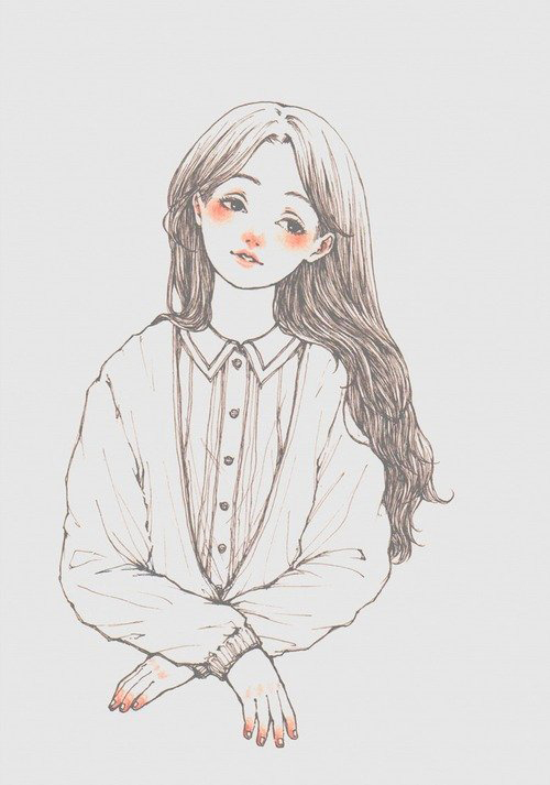 位圖藝術(shù)效果手繪人物女孩免費(fèi)素材