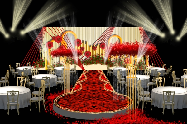 香槟红色婚礼效果图设计