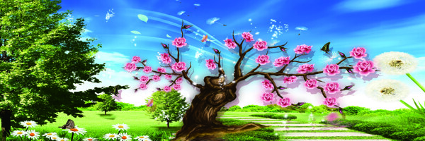 花樹風(fēng)景裝飾畫