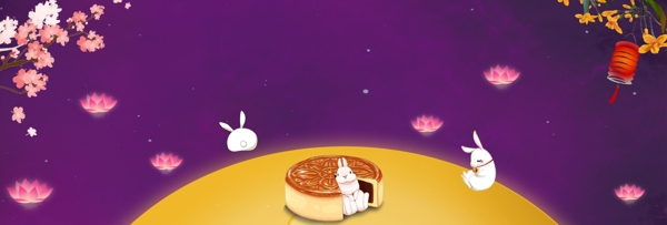 月饼玉兔节日广告背景图