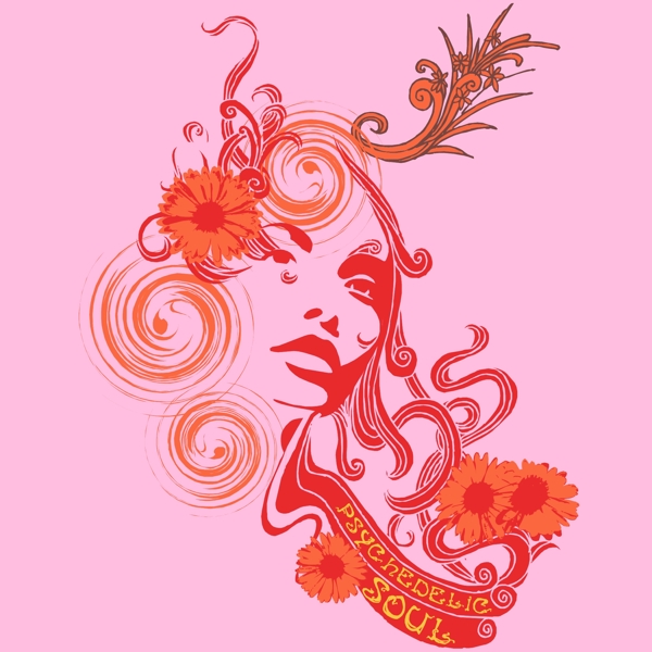 印花矢量圖時尚休閑女裝T恤圖案潮流人物免費素材