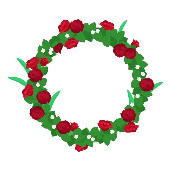 红色玫瑰花环插图